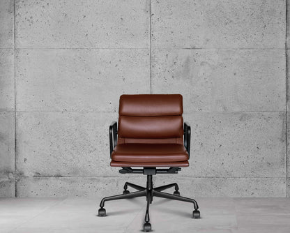 Vitra Eames EA217 Brown Leather Softpad Black Frame